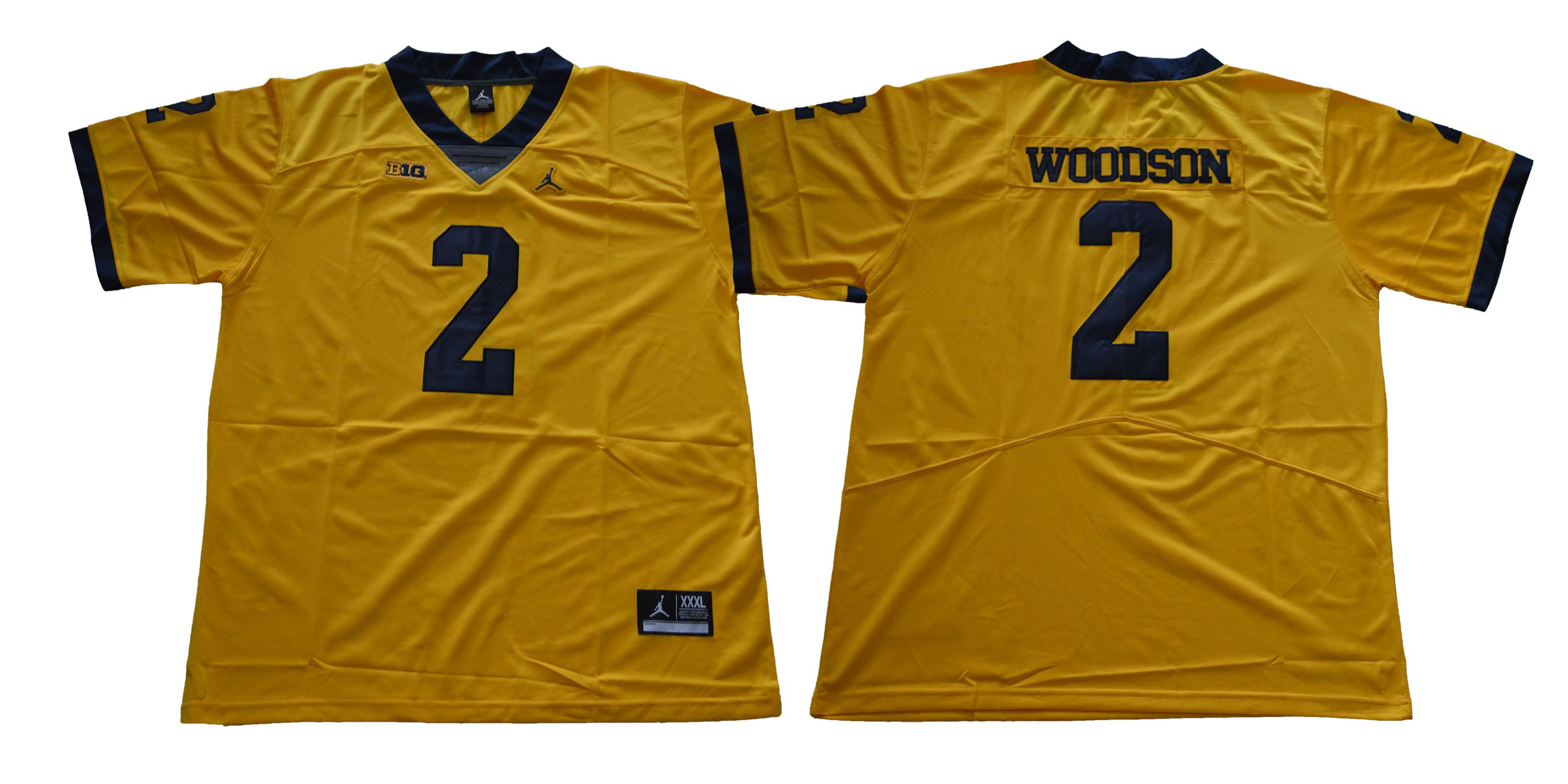 Men Michigan Wolverines #2 Woodson Yellow NCAA Jerseys